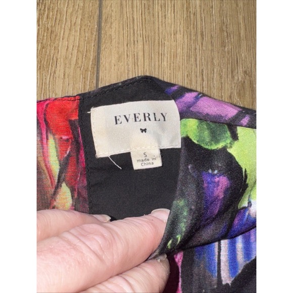 Everly Watercolor Sleeveless Lined Sheath Back Cutout Dress Small boho a-line - Picture 2 of 7